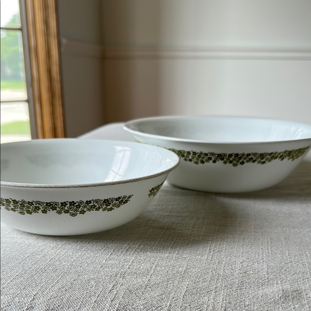 Vintage Corelle Spring Blossom Green Crazy Daisy bowls